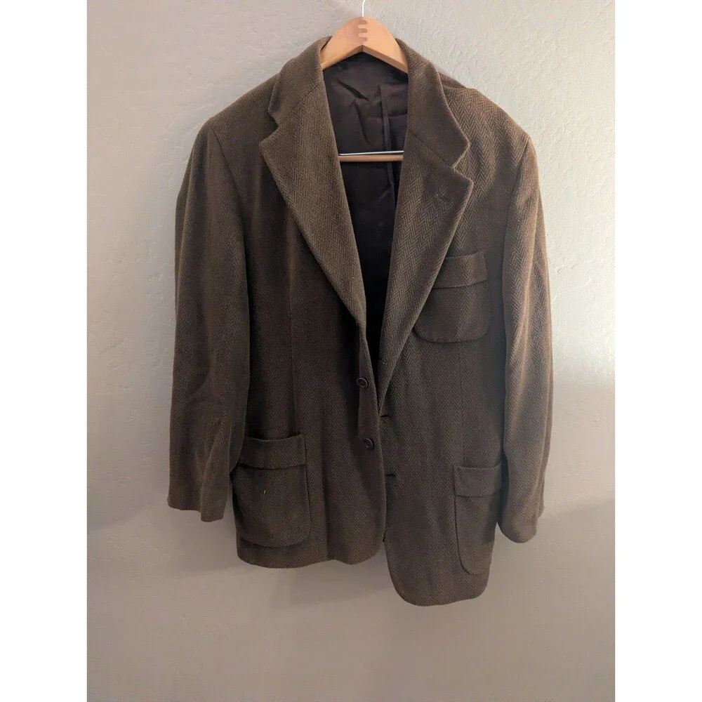 Mickey Spatz Nordstrom Stylbiella Italy Wool Cotton Herringbone Sport Coat 42S